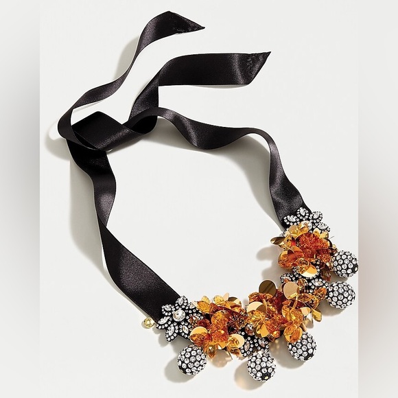 J. Crew Jewelry - J. Crew Pavé floral cluster ribbon necklace